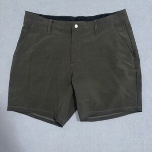 BYLT Premium Basic Chino Shorts Mid-Rise Stretch Flat Front Gray Mens Size 36